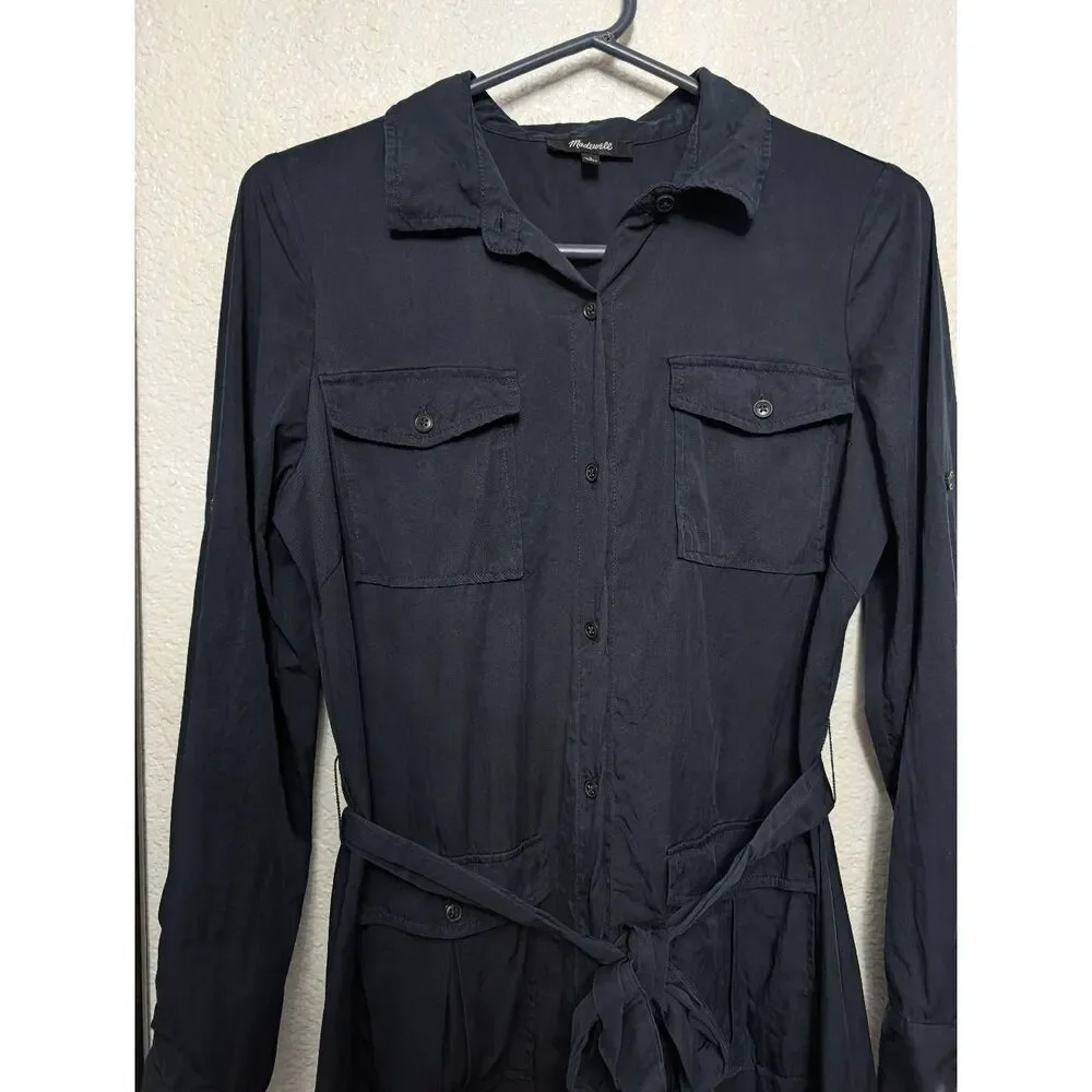 Madewell button down long sleeve maxi dress navy blue small